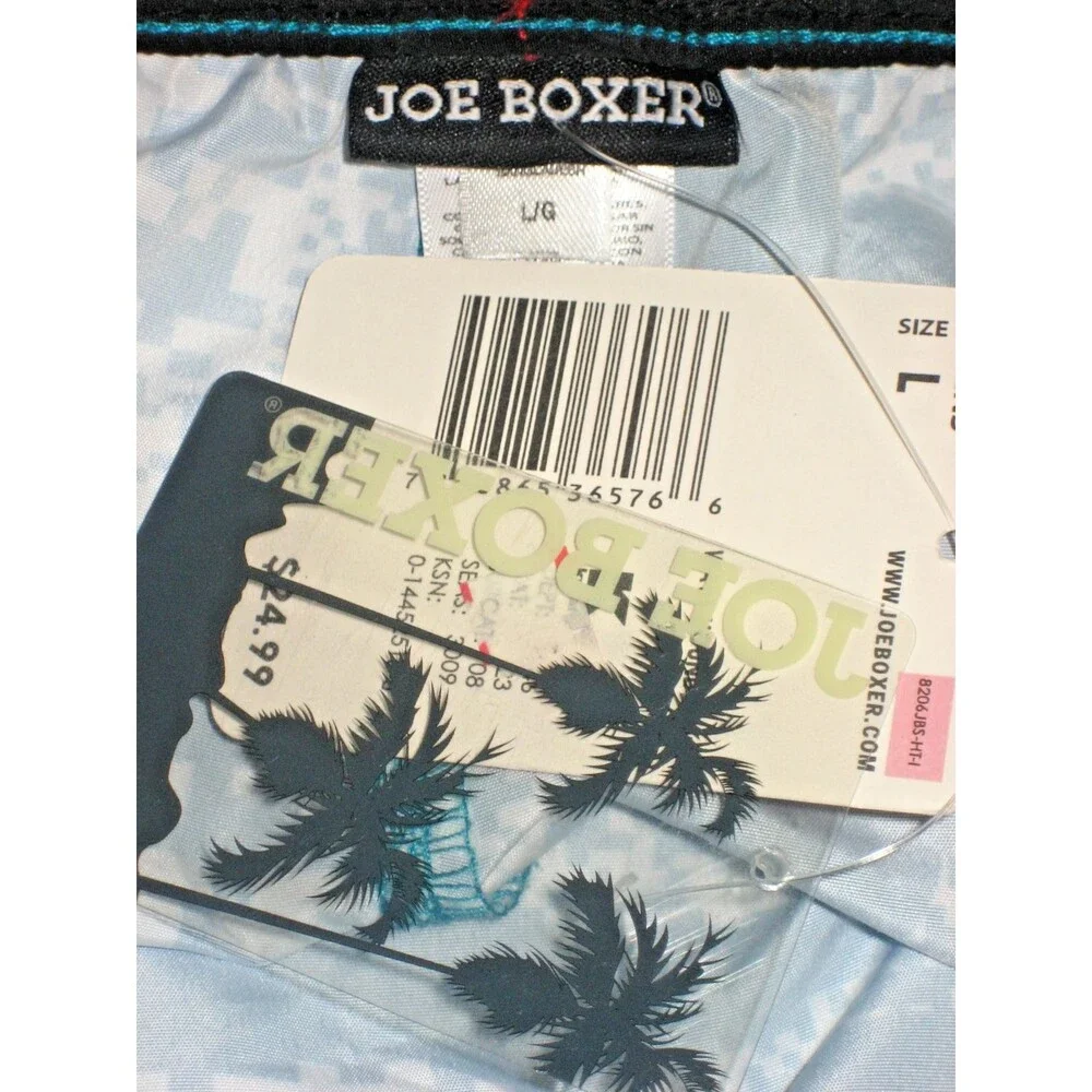 Mens NWT Joe Boxer Blue Check  Poly Flat Front Swim Board Shorts sz Lx11